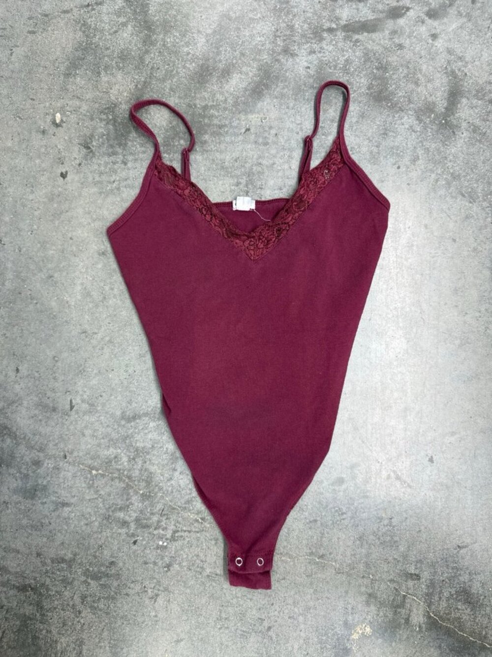 Garage Burgundy Lace Trim Bodysuit – Women's Used Clothing